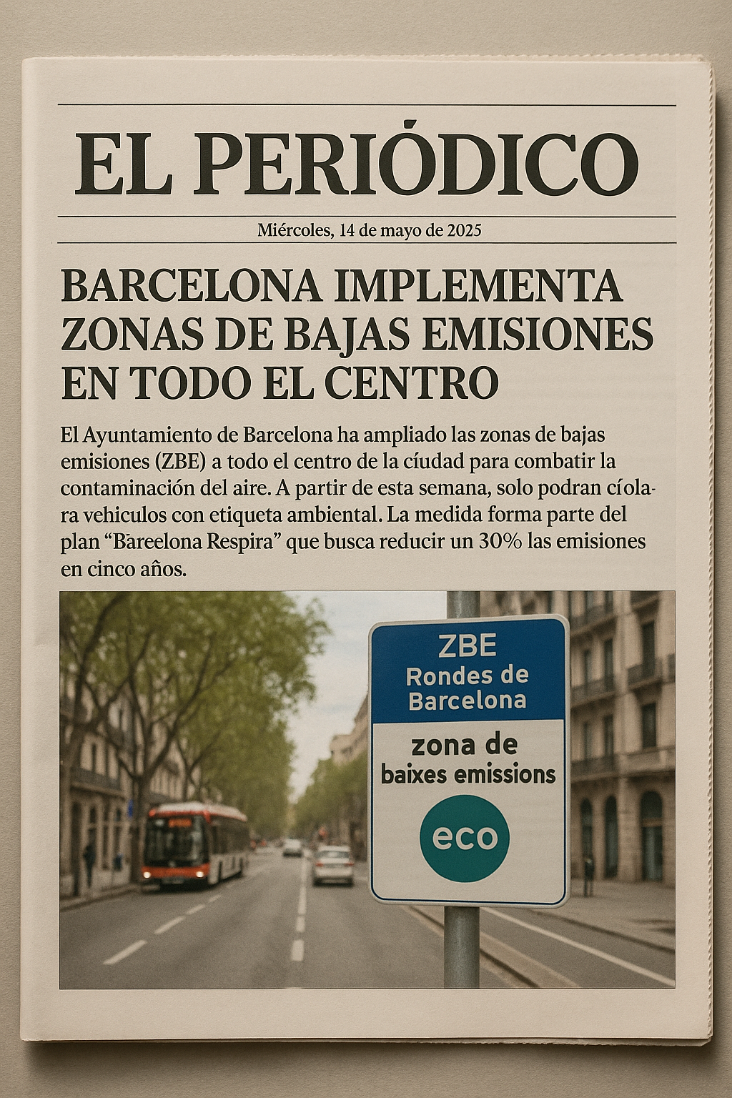Barcelona implementa zonas de bajas emisiones en todo el centro